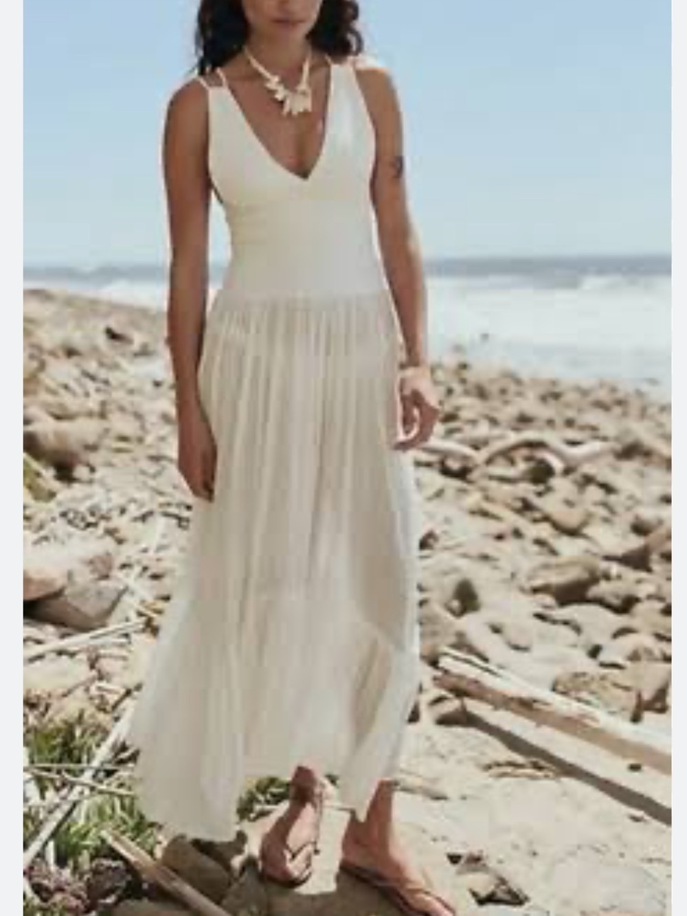 Free People Cream V-Neck Maxi Dress
